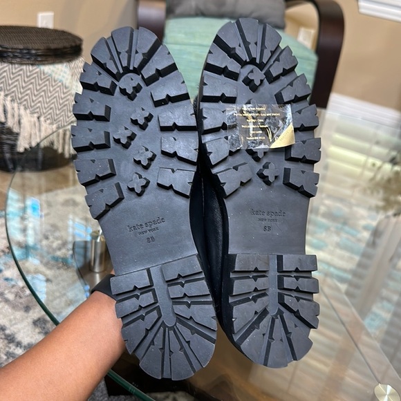 NWOB 🔥 Kate Spade Posh Winter Black‎ Leather Faux Fur Preppy Loafers Size 8 - Picture 11 of 15